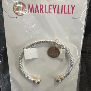 MarleyLilly Monogrammed Birthstone Cable Bracelet! ABJ interlocking letters NEW